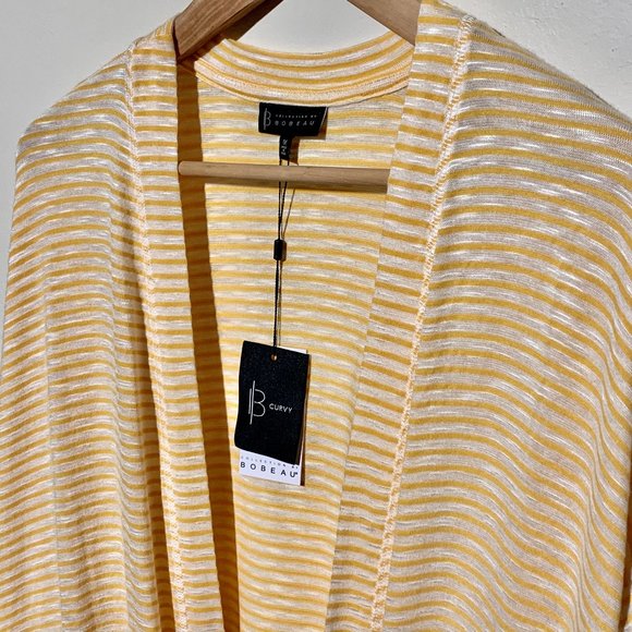 Plus Size Bobeau Cecile Striped Tie Cardigan - Picture 3 of 8